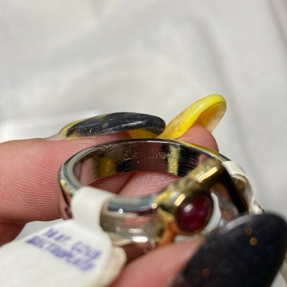 Vintage 14k Gold Electroplated Heart Ring size 9 Silver - Picture 7 of 7